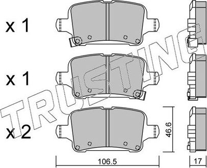 Тормозные колодки Trusting задние для Opel Astra K 2015-2026. Артикул 1116.0