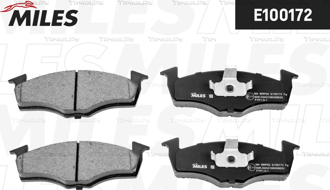 Тормозные колодки Miles (Semi-Metallic) передние для Skoda Fabia II 2006-2014. Артикул E100172