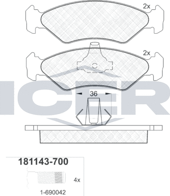 Тормозные колодки Icer. Артикул 181143-700