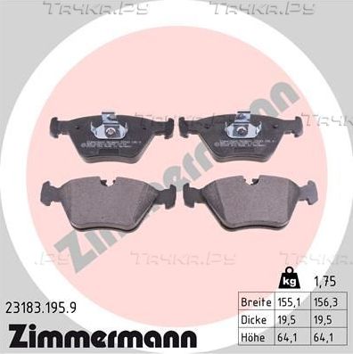 Тормозные колодки Zimmermann pb:z. Артикул 23183.195.9
