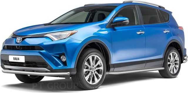 Защита порогов PT Group с алюм. площадкой d51 (НПС) для Toyota RAV4 IV рестайлинг 2015-2019. Артикул TRV220302