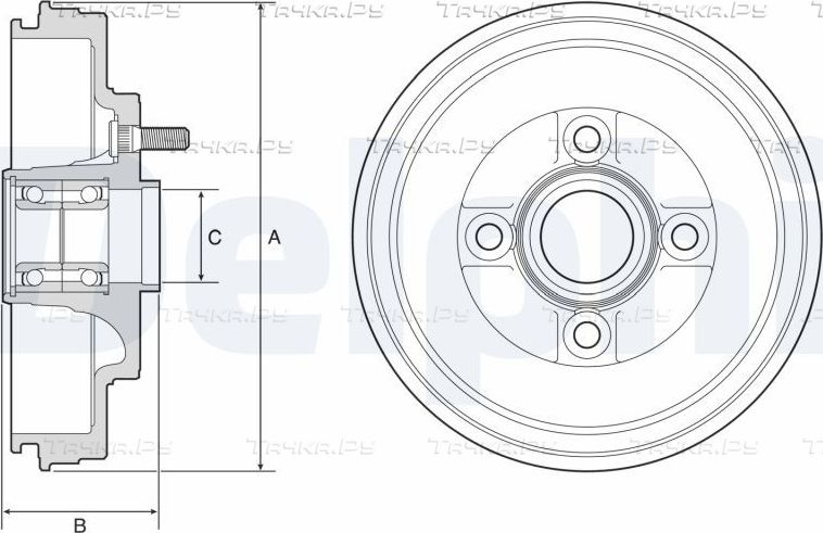 Тормозной барабан Delphi. Артикул BFR589