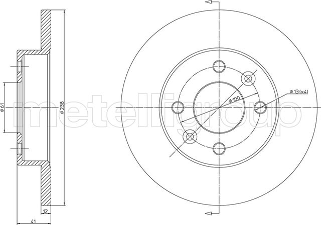 Тормозной диск Metelli передний для Lada Largus I 2012-2026. Артикул 23-0082