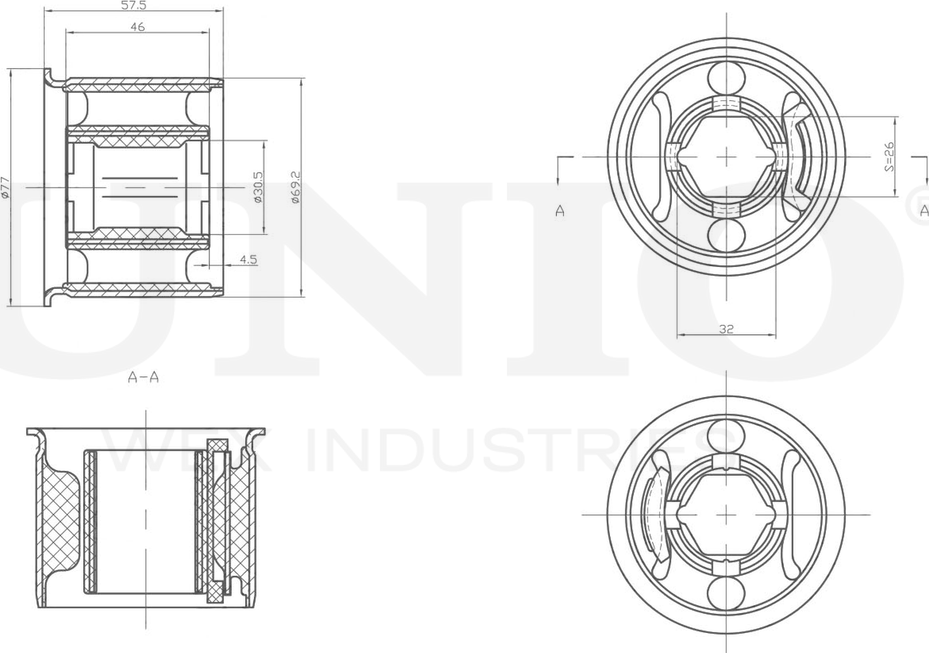 Сайлентблок рычага подвески (Unio). Артикул RMP-20285