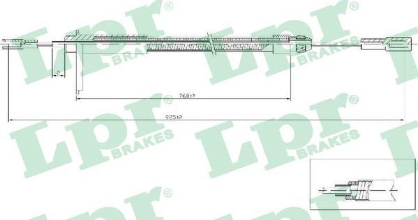 Трос ручника (тросик ручного тормоза) LPR задний правый для Mercedes-Benz C-Класс I (W202) 1993-2001. Артикул C0441B