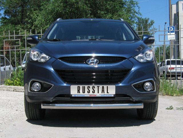 Защита RusStal переднего бампера d76 (секции) для Hyundai ix35 2009-2026. Артикул HIZ-000189
