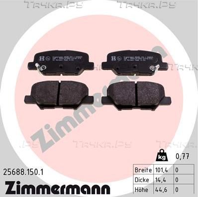 Тормозные колодки Zimmermann задние для Mazda 6 III (GJ) 2012-2026. Артикул 25688.150.1