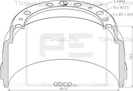 Тормозной барабан PE Automotive. Артикул 126.091-00A
