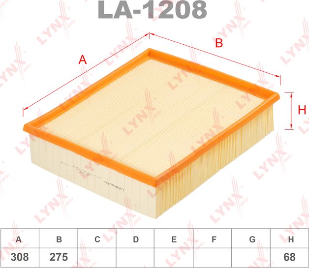 Воздушный фильтр LYNXauto для Volkswagen LT II 1996-2006. Артикул LA-1208