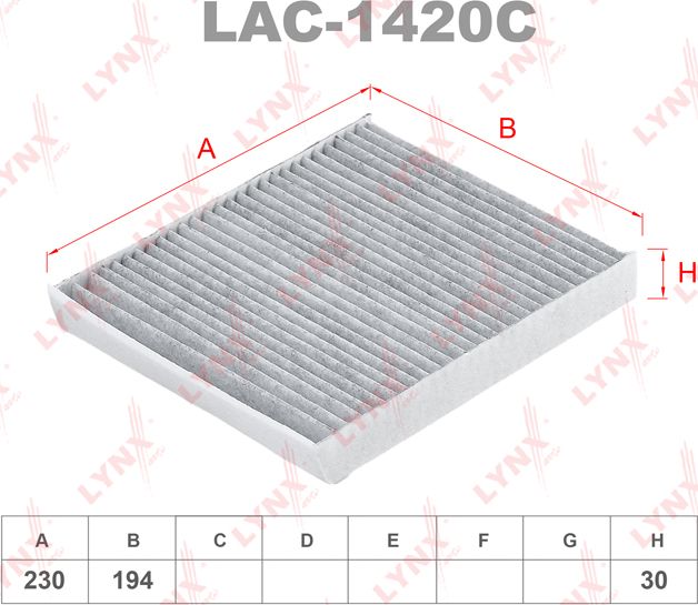 Салонный фильтр LYNXauto для Renault Megane I 1998-1999. Артикул LAC-1420C