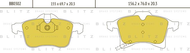 Колодки тормозные дисковые передние Opel Astra/Corsa/Meriva/Zafira 2001 (Blitz). Артикул BB0302