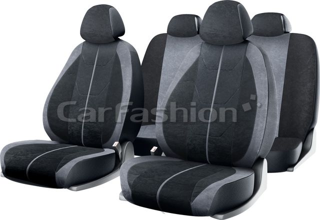 Чехлы универсальные CarFashion Cruise на сидения авто, цвет Темно-серый/Светло-серый/Темно-серый/Светло-серый. Артикул 10105
