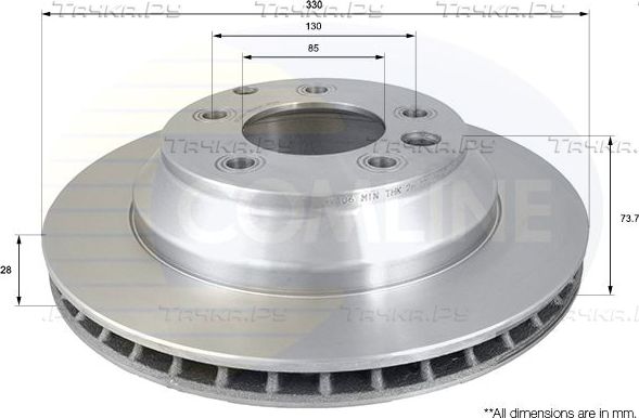 Тормозной диск Comline COATED задний для Volkswagen Touareg I 2002-2010. Артикул ADC1460V