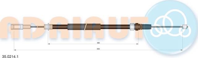 Трос ручника (тросик ручного тормоза) Adriauto задний правый для Peugeot 605 1993-1999. Артикул 35.0214.1