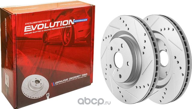 Передний тормозной диск Evolution с перфорацией и насечками, в покрытии GEOMET P (Powerstop). Артикул JBR1787