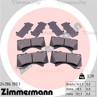 Тормозные колодки Zimmermann передние для Lexus LX 570 2007-2026. Артикул 24386.180.1