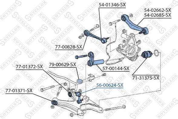 Стойка (тяга) стабилизатора Stellox. Артикул 56-00624-SX