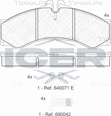 Тормозные колодки Icer передние/задние для Volkswagen LT II 1996-2006. Артикул 141126-204
