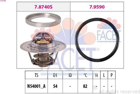 Термостат Facet Made in Italy - OE Equivalent. Артикул 7.8740