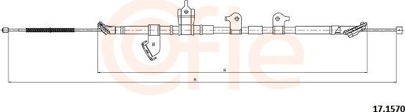 Трос ручника (тросик ручного тормоза) Cofle. Артикул 92.17.1570