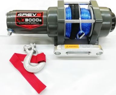 Лебёдка электрическая для квадроцикла 12V 4Revo 3000 lbs 1360 кг (Синтетический трос). Артикул 4R-W302B