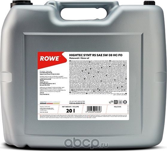 HIGHTEC SYNT RS SAE 5W-30 HC-FO (Rowe) Rowe. Артикул 20146020099