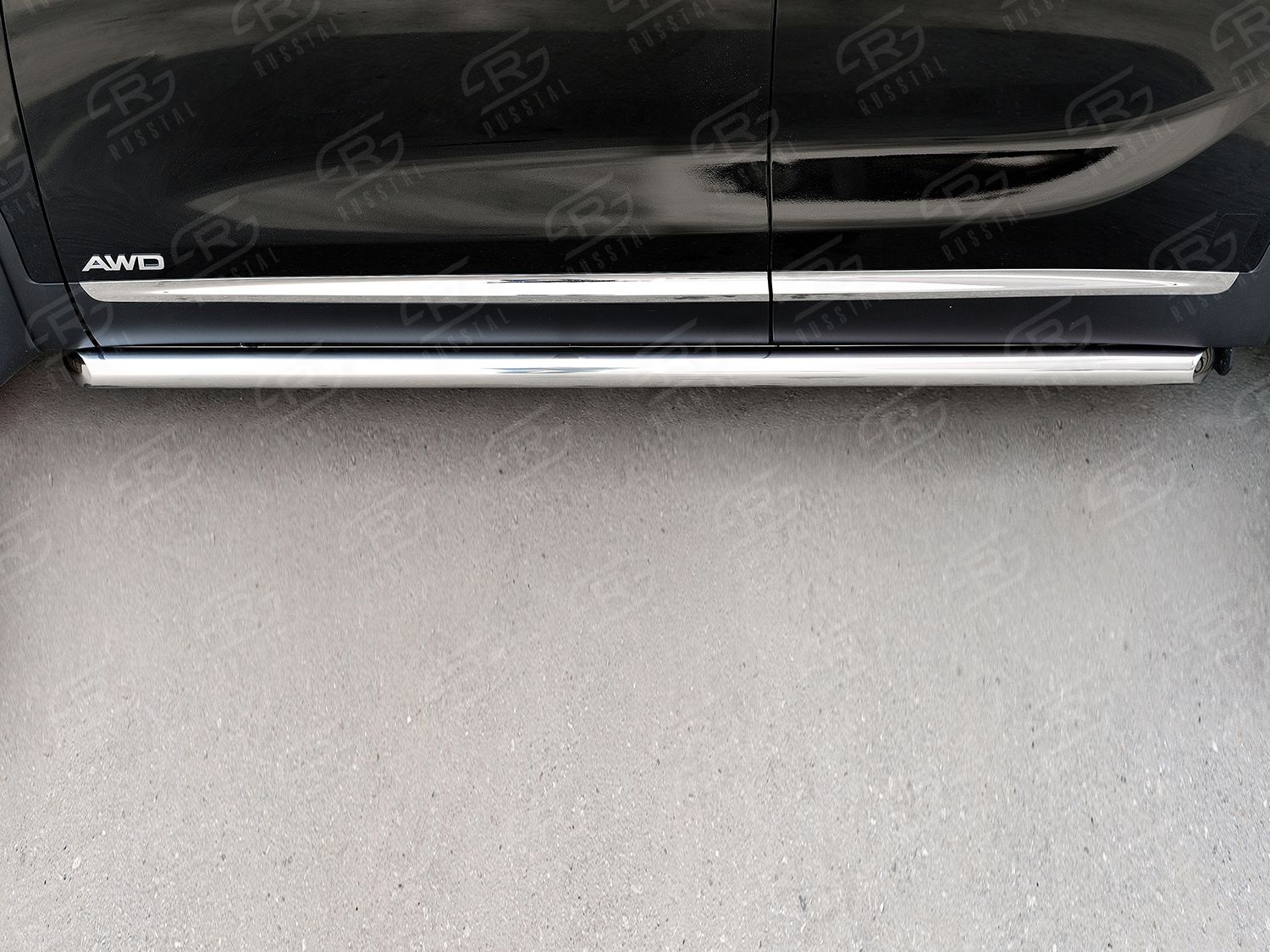 Защита порогов РусCталь труба d63 (вариант 1) для Kia Sorento III Prime 2014-2017. Артикул KSPT-0022111