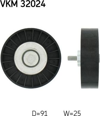 Направляющий (ведущий) ролик приводного поликлинового ремня SKF верхний для Fiat Marea 1996-2002. Артикул VKM 32024