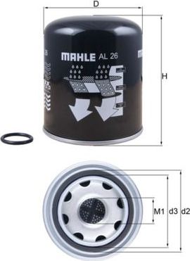 Патрон осушителя воздуха пневмосистемы Mahle для Volvo  FM 2012-2024. Артикул AL 26