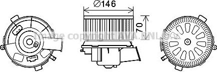 Вентилятор, мотор печки (отопителя) салона AVA. Артикул PE8378