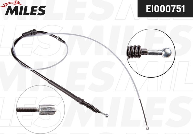 Трос ручника (тросик ручного тормоза) Miles задний правый/левый для Volkswagen Caddy III 2004-2015. Артикул EI000751