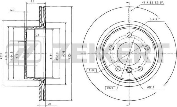 Тормозной диск Zekkert для BMW 2 F22 2012-2026. Артикул BS-5609B