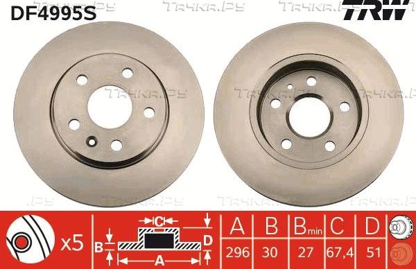 Тормозной диск TRW. Артикул DF4995S