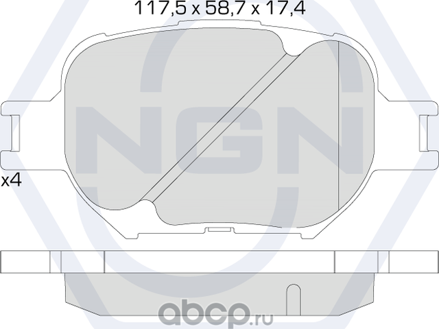 Колодки тормозные керамические, передние (NGN). Артикул 3502632