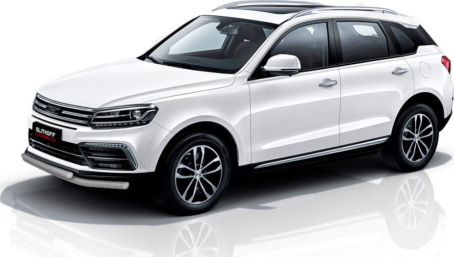 Защита Slitkoff переднего бампера d57+d57 двойная для Zotye Coupa 2018-2026 Серебристая. Артикул ZOTCOP-002S