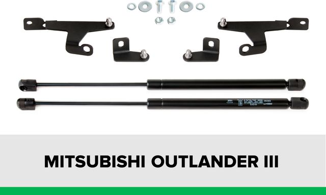 Амортизаторы (упоры) капота Pneumatic для Mitsubishi Outlander III 2012-2018 2018-2026. Артикул KU-MI-OU03-00