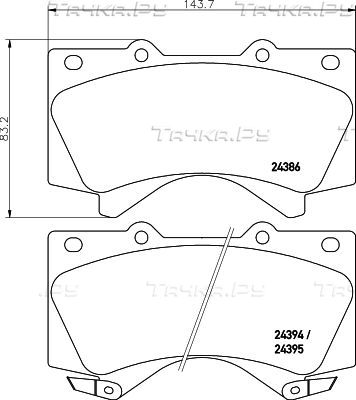Тормозные колодки Hella NAO передние для Lexus LX 570 2007-2026. Артикул 8DB 355 028-521