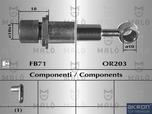 Тормозной шланг Malò передний левый для Subaru XV I 2012-2017. Артикул 80865