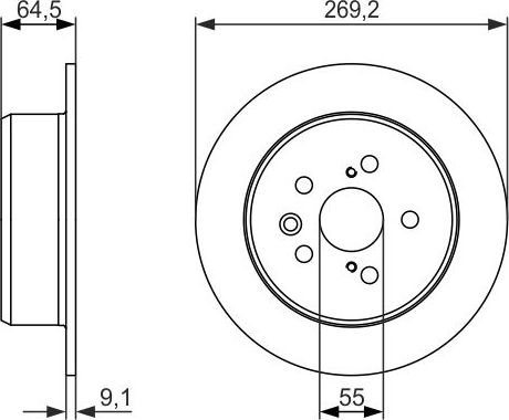 Тормозной диск Bosch задний для Toyota Celica VI (T200) 1995-1999. Артикул 0 986 479 336