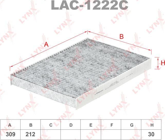 Салонный фильтр LYNXauto. Артикул LAC-1222C