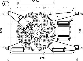 Вентилятор радиатора двигателя AVA для Ford Galaxy II 2006-2015. Артикул FD7556