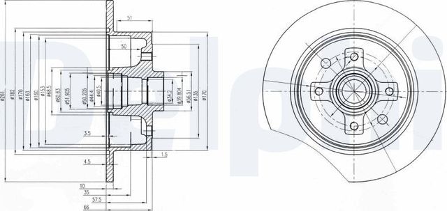 Тормозной диск Delphi задний для Opel Ascona C 1987-1988. Артикул BG2571