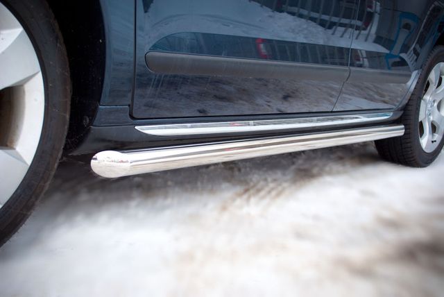 Защита порогов RusStal труба d63 (вариант 1) для Peugeot 3008 2009-2026. Артикул P38T-0004221