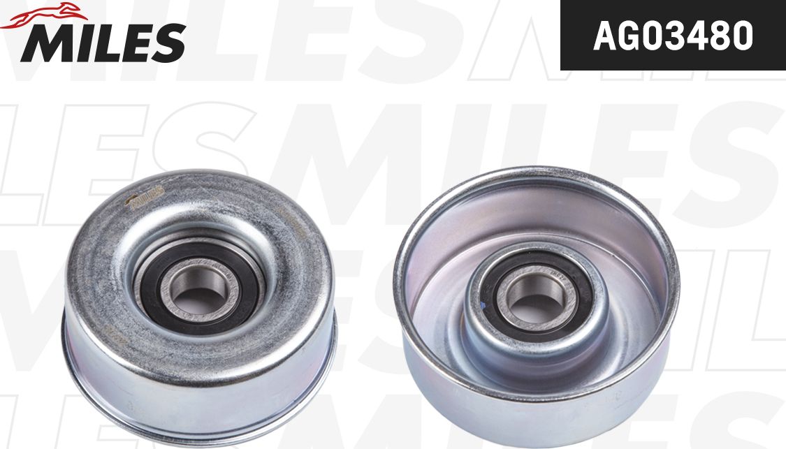 Направляющий (ведущий) ролик приводного поликлинового ремня Miles (Металл). Артикул AG03480
