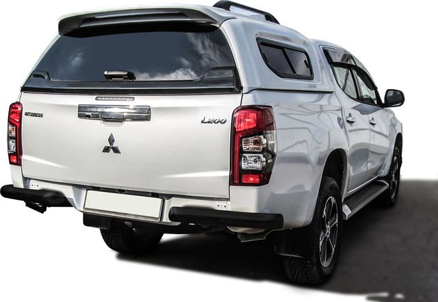 Защита Slitkoff задняя уголки d76 без бампера для Mitsubishi L200 V рестайлинг 2018-2026 ЧЕРНАЯ матовая. Артикул ML18-016B
