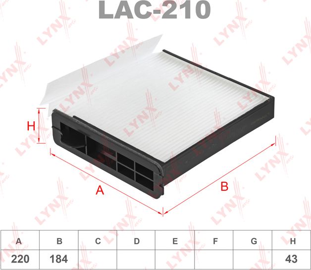 Салонный фильтр LYNXauto. Артикул LAC-210