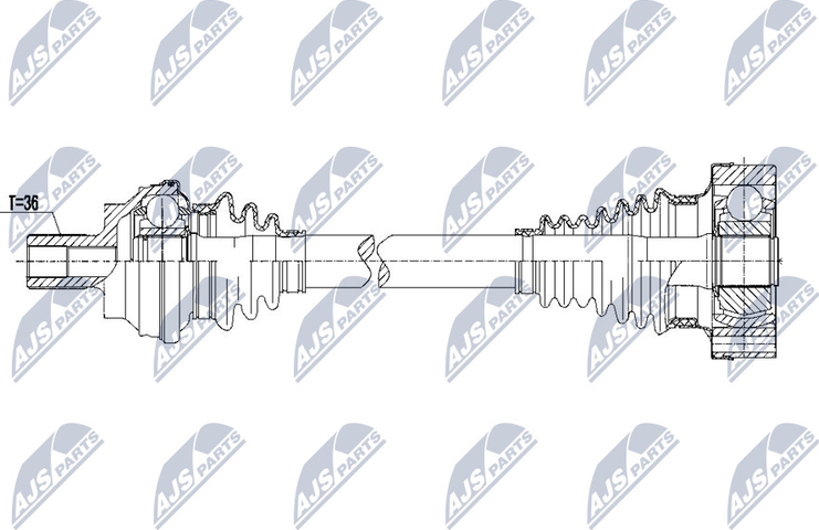 Полуось (привод в сборе, приводной вал) NTY. Артикул NPW-VW-087