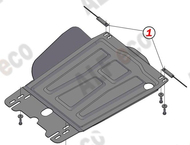 Защита алюминиевая Alfeco для КПП Mitsubishi Pajero Sport III 2016-2026. Артикул ALF.14.48al