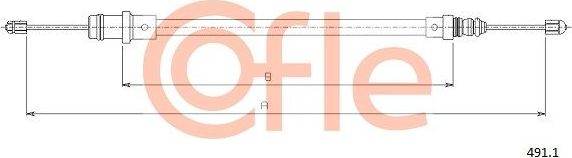 Трос ручника (тросик ручного тормоза) Cofle. Артикул 92.491.1