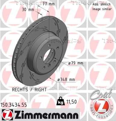 Тормозной диск Zimmermann Black Z передний правый для BMW 6 II (E63/E64) 2003-2010. Артикул 150.3434.55